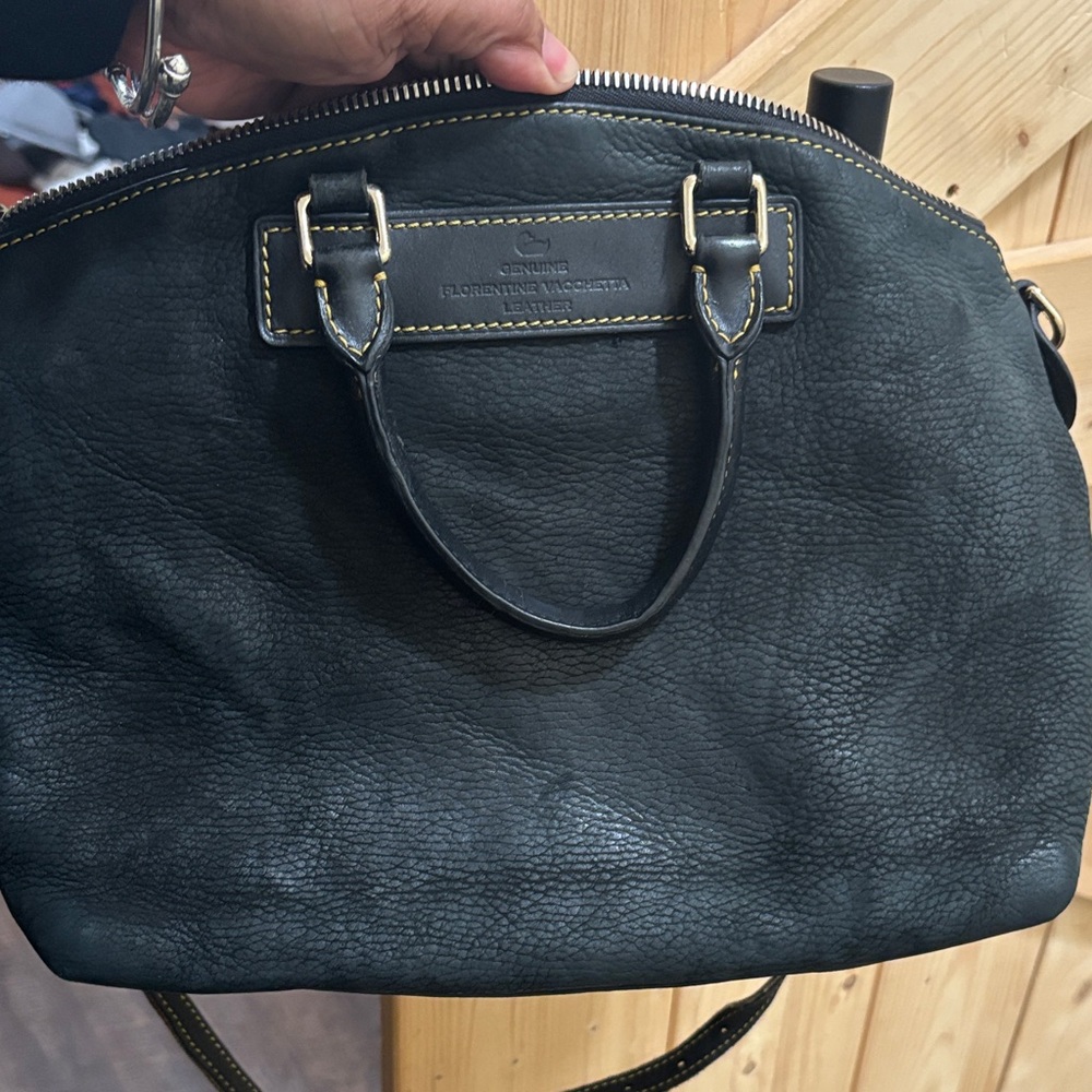Dooney & Bourke Black Leather Satchel with Gold Accents soft leather - Picture 6 of 11
